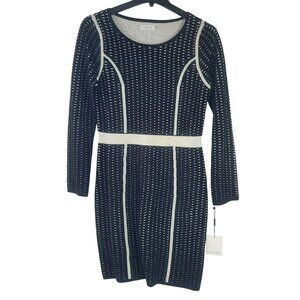 Calvin Klein Womens Black & Eggshell Knit Dress L